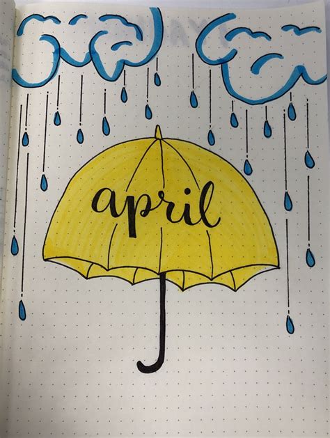 An Open Notebook With The Word April Written On It And Rain Falling