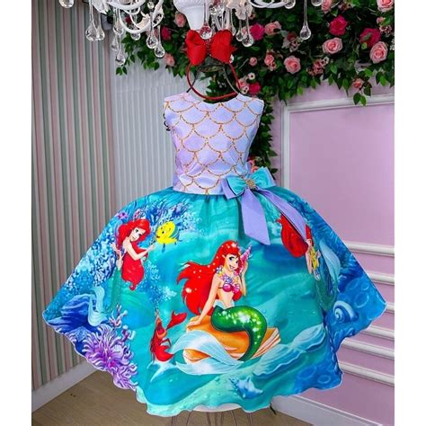 Vestido Da Pequena Sereia - Vestido Pequena Sereia Ariel Sereia festa Temático infantil Luxo ...