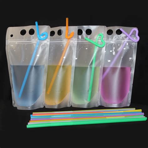 Clear Juice Sealed Drink Pouches Translucent Reclosable Hand Held