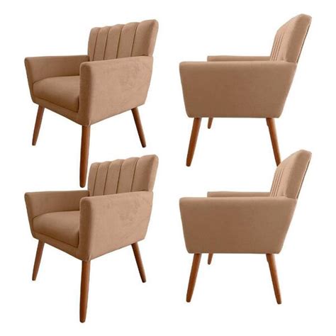 Kit 4 Poltrona Cecília Consultório Recepção Sala Nude Leroy Merlin