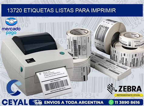 13720 ETIQUETAS LISTAS PARA IMPRIMIR Insumos Datamax Zebra ARG