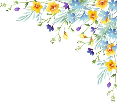 Wildflowers Frame Watercolor Clipart 22157120 PNG