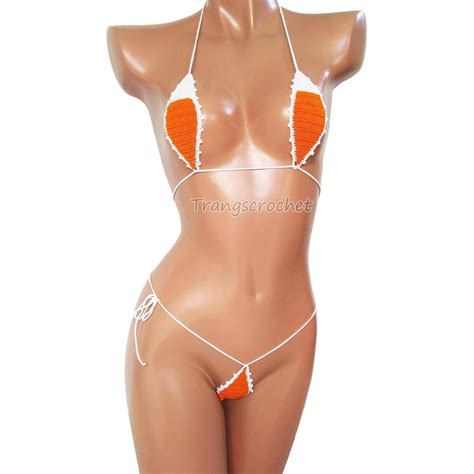 Amazon Crochet Extreme Micro G String Bikini Thong Bikini Set Sexy Teardrop Bikini