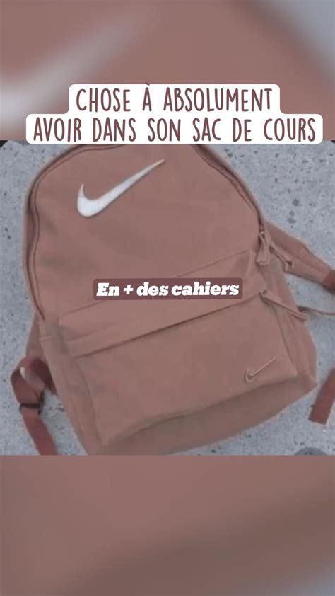 Chose à absolument avoir dans son sac de cours Sac de cours Sac