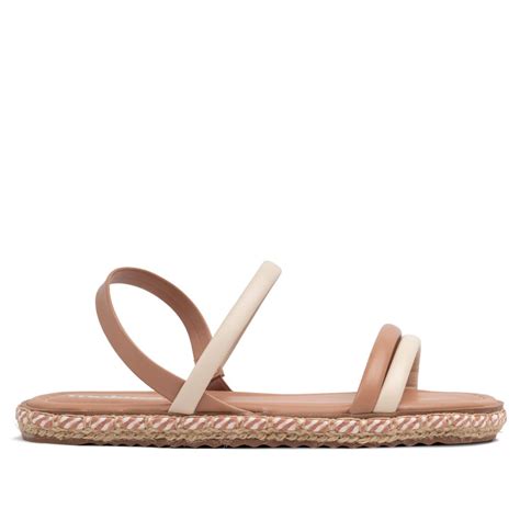 Sand Lia Feminina Moleca Flatform Detalhe Corda Nude Bege