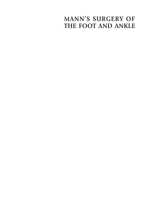 Mann's Surgery of The Foot and Ankle PDF | PDF | Orthopedic Surgery | Toe