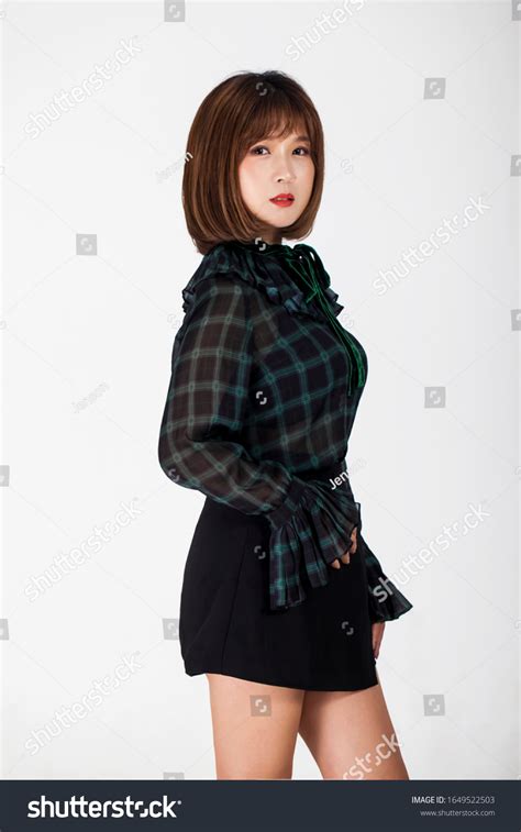 Mature Sexy Asian Woman White Background Stock Photo