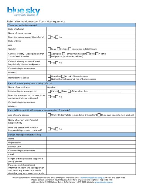 Fillable Online Power Online Youth Shelter Referral Form Fax Email