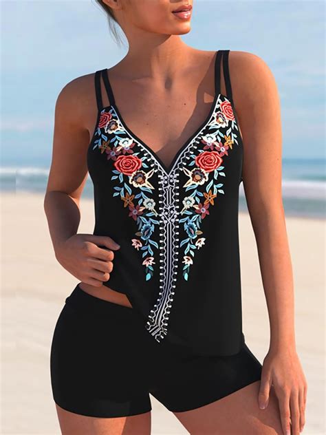 Bañador Sexy con estampado Floral para mujer conjunto de Tankini de cintura alta Bikini para