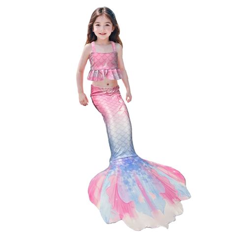 Baby Girl Swimsuit Halter Girls One Piece Swimsuits Bikini Fish Tail Set Bathing Suits Summer