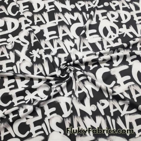 World Peace Text Print On Nylon Spandex Bikini Swimsuit Swimwear Fabric Fluky Fabrics Online