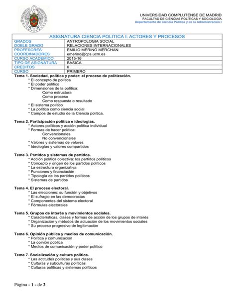 P Gina De Asignatura Ciencia Politica I Actores Y