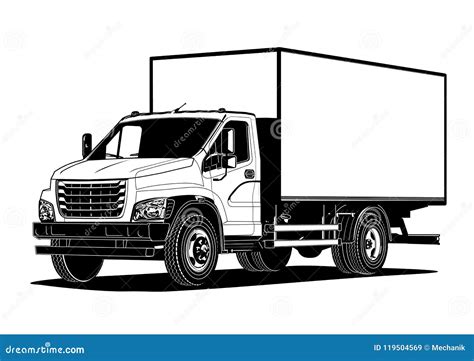 Vector Truck Outline Template Isolated On White