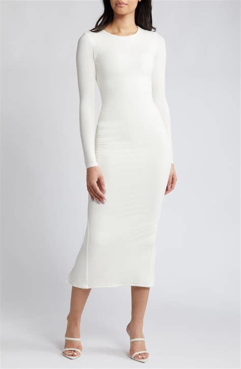Naked Wardrobe Extra Butter Long Sleeve Midi Dress Nordstrom
