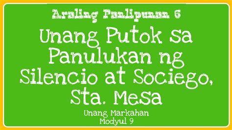unang putok sa panulukan ng silencio  sociego sta mesa youtube