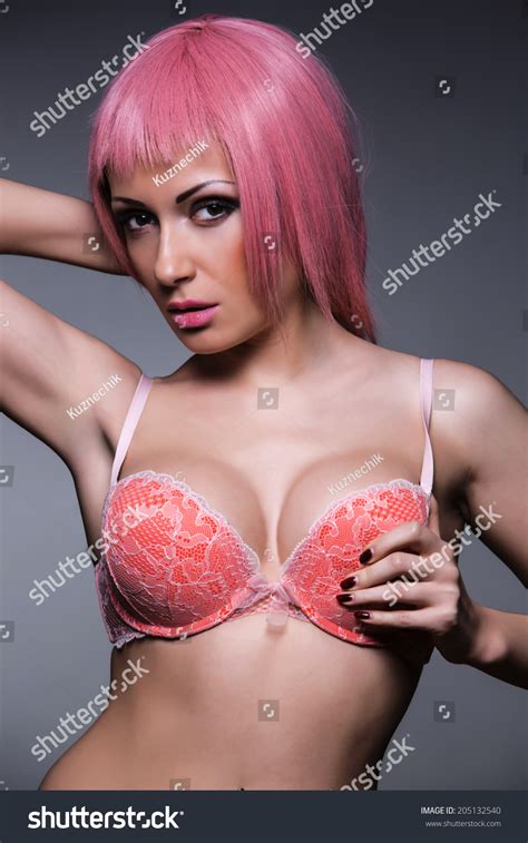 Sexy Girl Pink Lingerie Bright Hair Stock Photo 205132540 Shutterstock