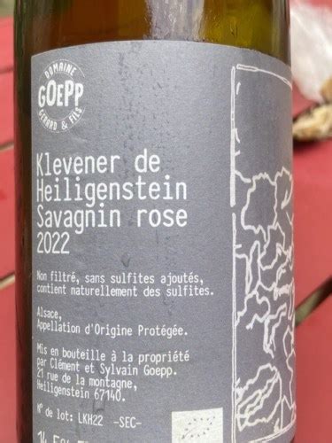 Gerard Goepp Klevener de Heiligenstein Savagnin Rose Vivino 日本