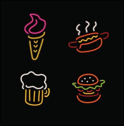 Set Food And Drink Neon Sign Neon Sign Bright Signboard Light