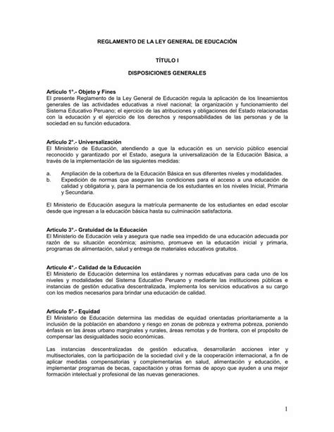 PDF REGLAMENTO DE LA LEY GENERAL DE EDUCACION PDF FileREGLAMENTO