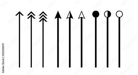 arrow vertical line set isolated on white, lines and arrows indicate ...