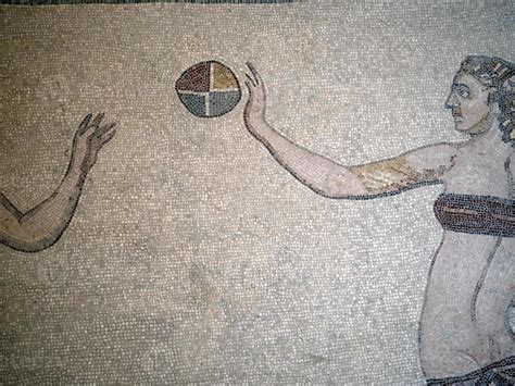 Bikini Bath Girls At Ancient Roman Mosaic Of Villa Del Casale Sicily