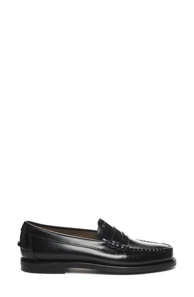 Sebago Dan Classic Leather Penny Loafers In Black White Modesens