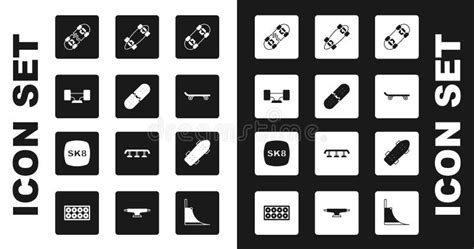 Set Skateboard Broken Skateboard Deck Wheel Longboard Or And Icon Vector Stock Vector