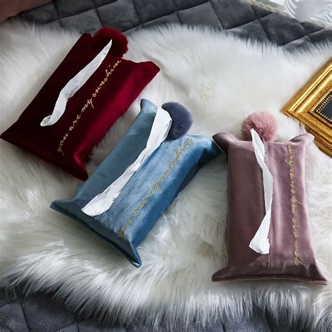 Автомобильная коробка для салфеток, скандинавский бархатный держатель ...