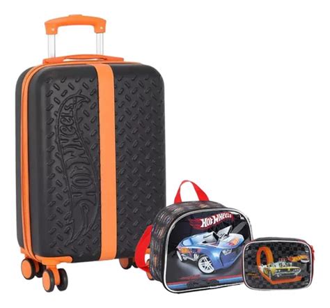 Kit Malinha Escolar R Gida Rodinhas Hot Wheels Preta