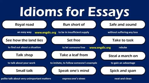 Essay Idioms Idioms For Argumentative Essay Engdic
