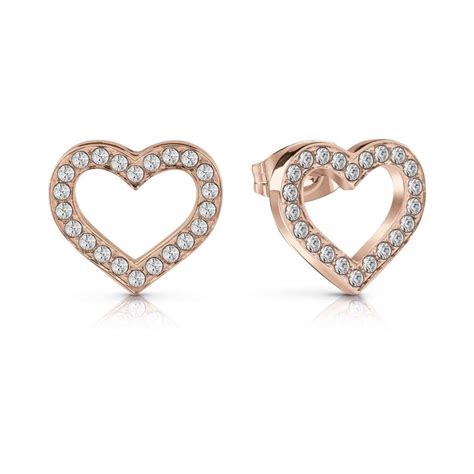 Guess Jewellery Guess Shine On Me Rose Gold Tone Cz Open Heart X Cm