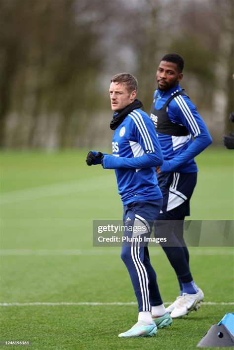 Jamie Vardy of Leicester City during the Leicester City training ...