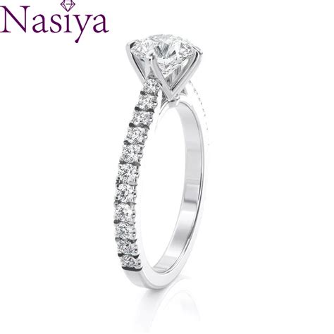 NASIYA Твердое 14 к 585 Белое золото 1ct 6,5 мм EF цвет Муассанит сбоку ...