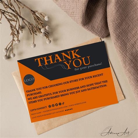 Modern Business Thank You Card Template Printable Thank You Card Small Business Editable Card