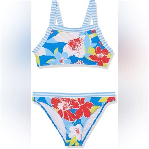 Roxy Swim Roxy Girl Nwt Island Trip Crop Top Bikini Bathing Suit Set Poshmark
