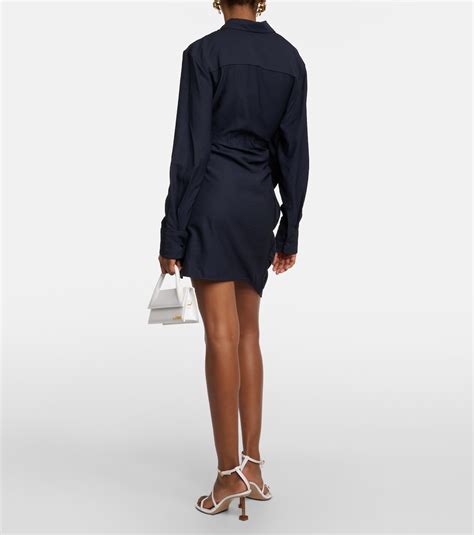 La Robe Bahia Plunge Neck Minidress In Blue Jacquemus Mytheresa