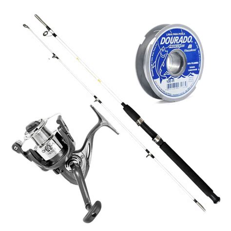 Kit Pesca Molinete Omega 5 Rolamentos Vara E Linha Ideal Para