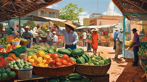 Premium Photo Vibrant Farmers Market With Colorful Produce Stalls