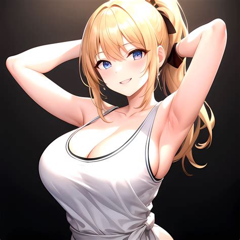 Beatrix Amerhauser Girl Armpits Arms Behind Head Bare Shoulders Blonde Hair Breasts Cleavage