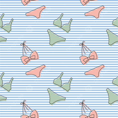 Impresi N Vectorial De Traje De Ba O De Bikini Para Mujer Sobre Fondo Rayado Con Patr N De Viaje