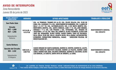 Cortes De Energ A El Ctrica Programados Para Este Jueves De Junio En