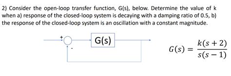 Solved Consider The Open Loop Transfer Function G S Chegg