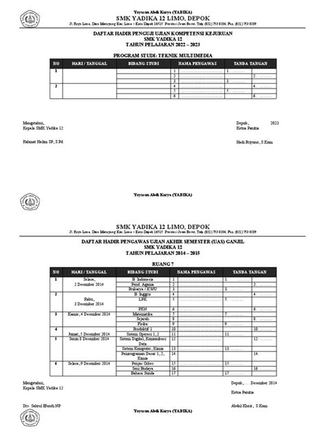Daftar Pengawas Ujian Pdf