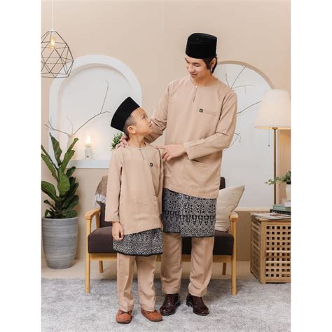 Baju Melayu Teluk Belanga Set Ayah Anak Lelaki Nude Baju Melayu Nude By Habibi Boutique