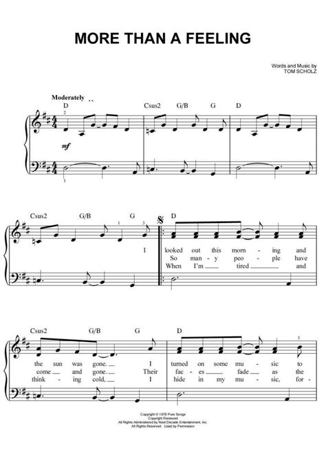 More Than a Feeling Piano Sheet Music | OnlinePianist