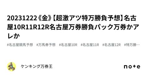 2023🔥12🔥22《金》【超激アツ特万勝負予想】🔥名古屋10r11r12r🔥名古屋万券勝負パック ️万券かアレか⁉️ ️｜👑the