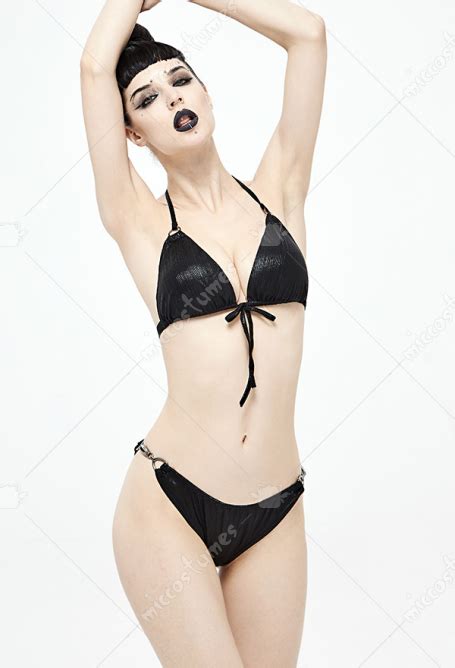 Devil Fashion Punk Gothic Bikini Gothic Swimwear Black Low Waist Emo Bikini Bottom Plus Size