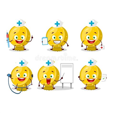 Doctor Profession Emoticon With Yellow Candy Wrap Cartoon Character