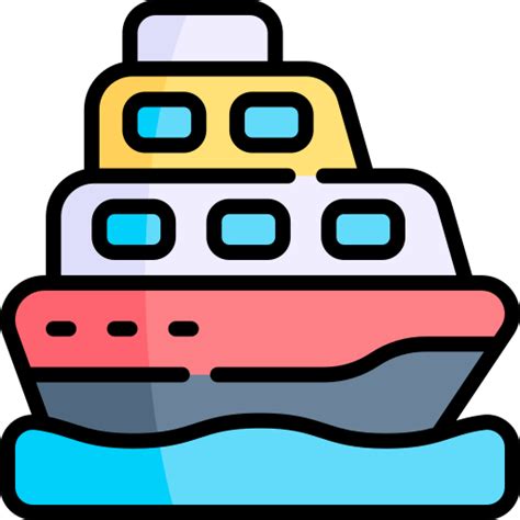 Icono De Barco Kawaii Lineal Color