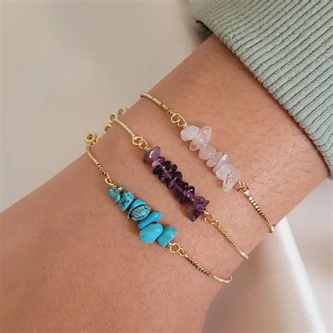 Rose Quartz Gold Bracelet Raw Crystal Rose Quartz Crystal Adjustable